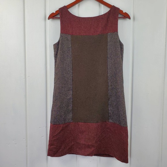 Bailey 44 Wool Blend Color Block Gray Rust Sleeveless Shift Mini Dress Sz Small - Picture 3 of 6